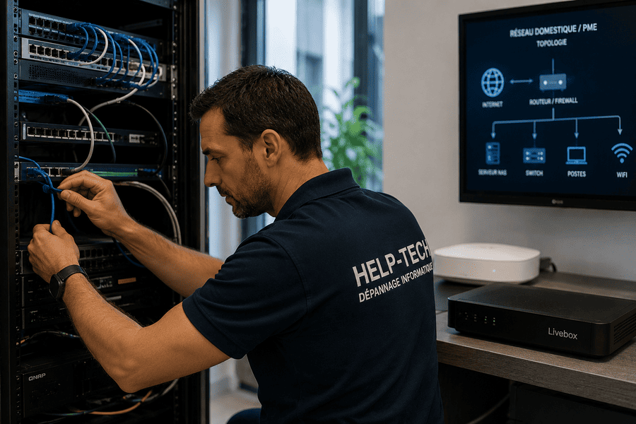 Configuration d'un réseau Wi-Fi domestique lors d'une assistance informatique à Bobigny