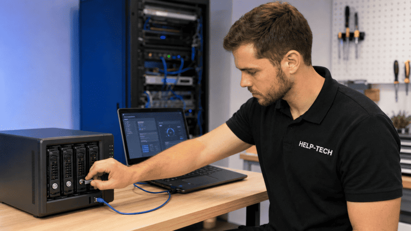 Ordinateur en cours de réparation lors d'une intervention d'assistance informatique à domicile à Bondy